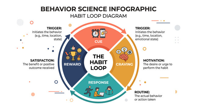 Understanding the habit loop diagram: cue, craving, response, reward, and motivation