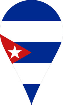 Cuba Flag Location Pin Map Marker Cuban Destination GPS Vector Icon