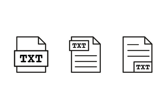 Minimalist outline icon of a TXT file. Concept of text document, file type, and data storage. Flat vector illustration isolated on white background.