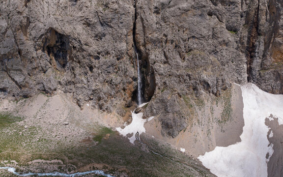 Kirkmerdiven Waterfall in Ovacik, Tunceli, Turkey Surrounded by Rugged Canyon Cliffs and Lush Nature
