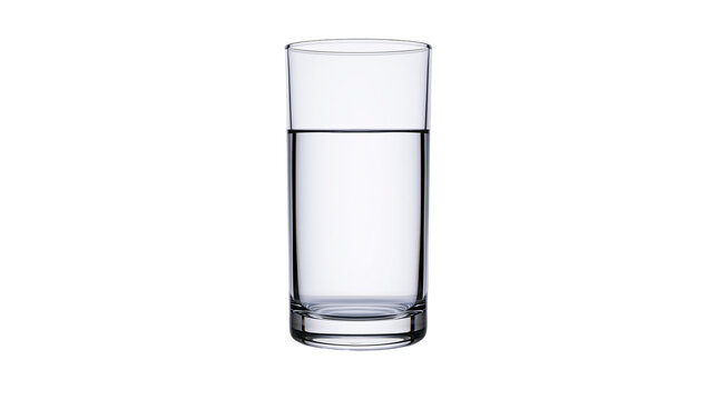 Clear glass tumbler filled with pure water, isolated on transparent background