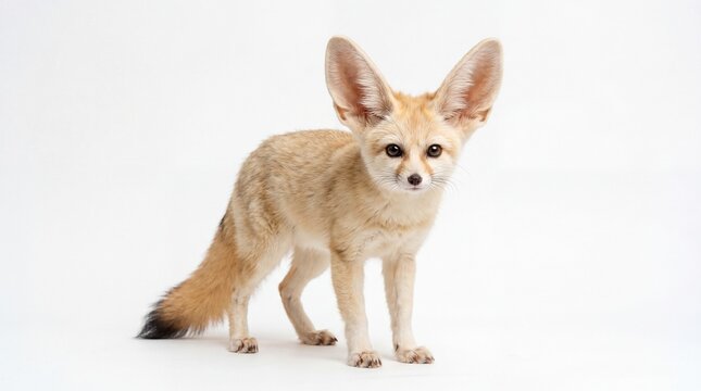 Cute fennec fox standing and looking at the camera