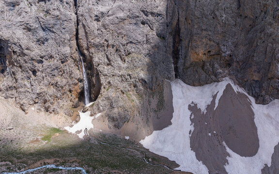 Kirkmerdiven Waterfall in Ovacik, Tunceli, Turkey Surrounded by Rugged Canyon Cliffs and Lush Nature