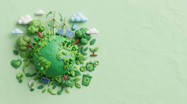 Sustainability Concept with Green Earth and Clean Energy