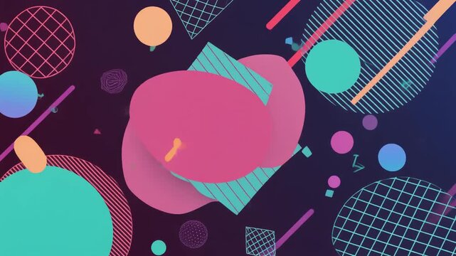 Vibrant Memphis Geometric Shapes Floating in Abstract Space for Dynamic Creative Motion Graphics