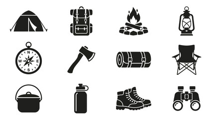 Fototapeta premium camping outdoor equipment icon
