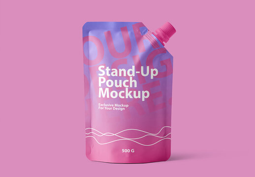 Spouted Stand-Up Pouch Mockup with Screw Cap