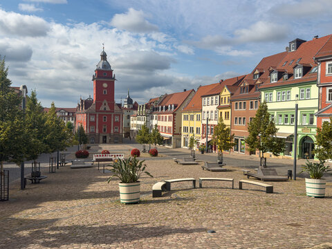 View of Gotha Town Hall with plaza in Thuringia, Germany 