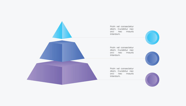 3 Levels 3D Pyramid Stacked Layer Business Infographic Design