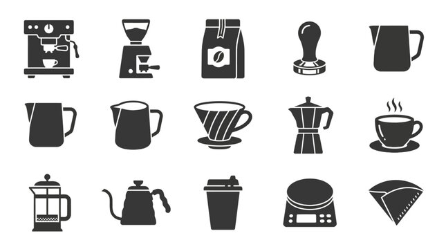digital kitchen  scale equipment icon set illustration