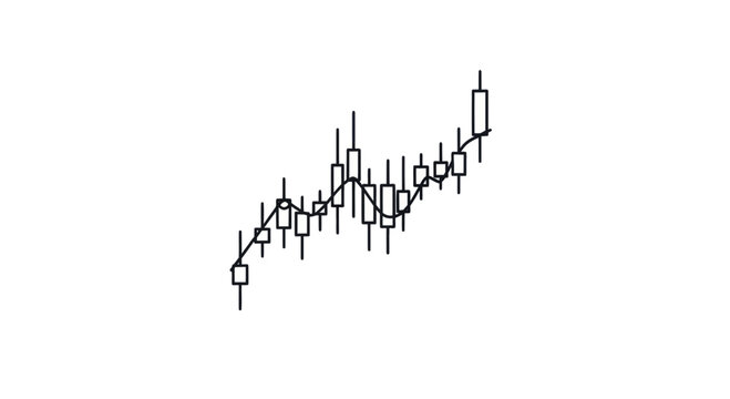 Financial candlestick chart showing market growth and trends