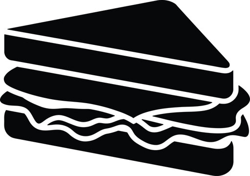Simple black vector graphic illustration of a fresh triangle sandwich for your modern food design projects