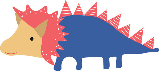 Cute Cartoon Stegosaurus Dinosaur Isolated on White Background Vector Character Illustration © Mariana