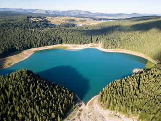 Crno jezero glacial lake from above in durmitor national park