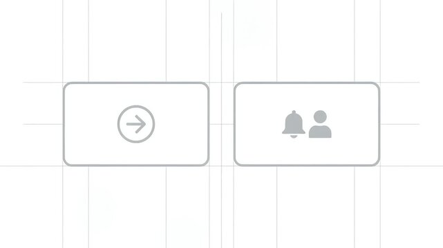 Animated user interface transition showing notification and profile icons