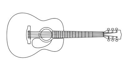 Fototapeta premium Elegant Continuous Line Acoustic Guitar Vector Icon for Music Performance and Education