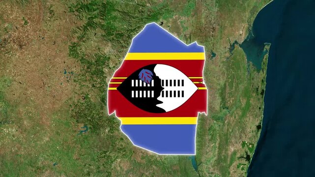 Eswatini Map With Flag Animation