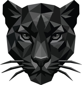 Geometric black panther head illustration, a striking panther logo with a fierce panther face, perfect for a powerful