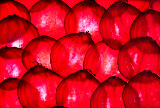 Slices of beetroot, close-up