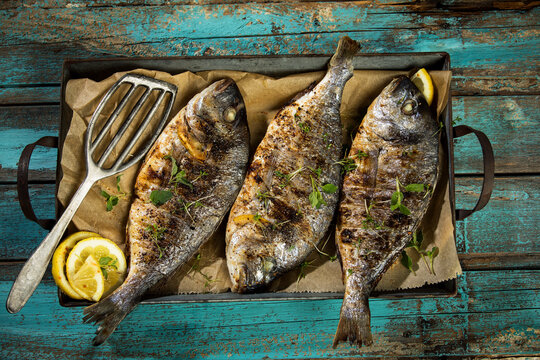 Grilled sea breams