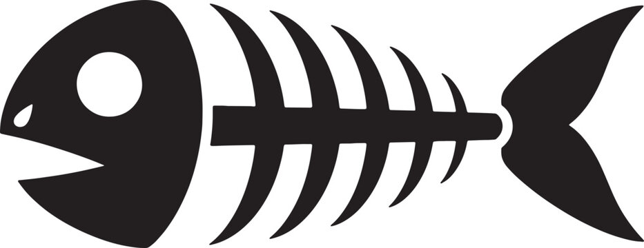 Fish bone skeleton silhouette icon vector illustration isolated on white background.
