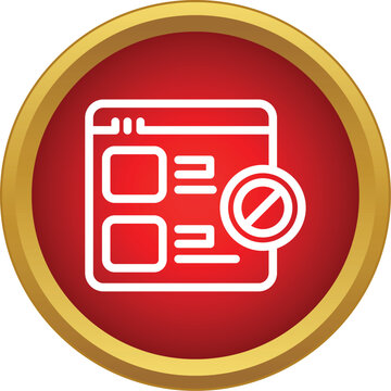 Internet browser window with a block symbol signaling restricted online access