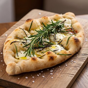 Freshly baked garlic bread with parsley garnish.