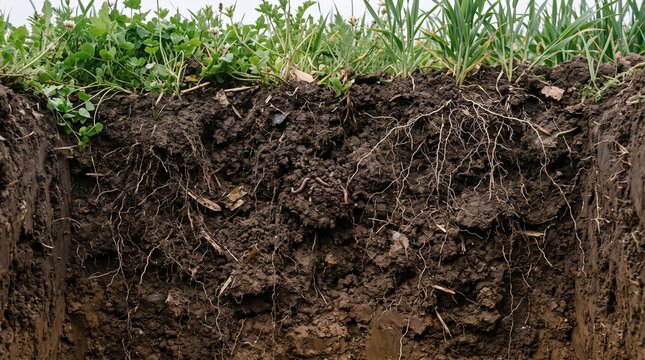 Healthy agricultural soil illustrating microbiome activity, regenerative farming, soil fertility, and sustainable food production for commercial use.