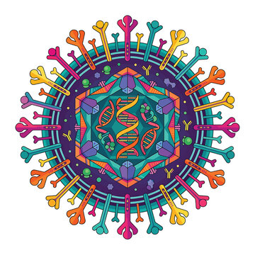 Colorful DNA Double Helix Structure Illustration.