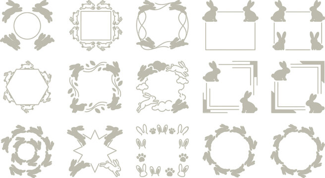 Cute Bunny Frames and Borders Set for Easter Spring Celebration