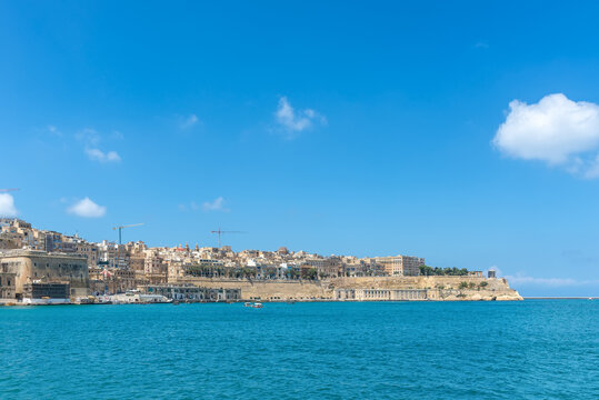 Wide-Angle View of Valletta Overlooking Grand Harbour