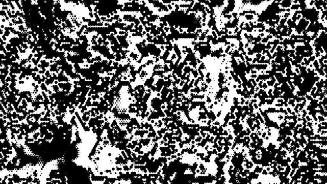 Abstract halftone pattern background with chaotic black dots on white