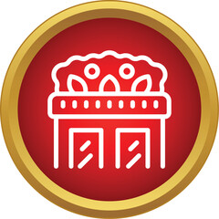 Fototapeta premium Balcony with plants in a modern red circular icon