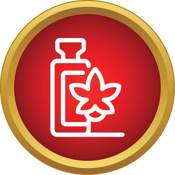 Icon showing an essential oil bottle with a flower representing natural beauty and spa