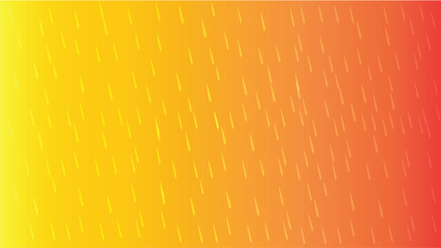 Rain background with warm orange yellow gradient, realistic raindrops falling on sunset sky backdrop
