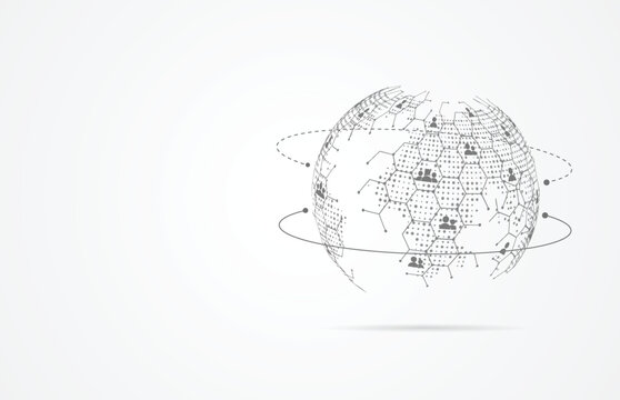 Global human resources and social network connection on abstract earth globe background