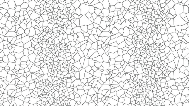 Abstract Voronoi diagram pattern with irregular polygon cells in black and white vector graphic design element