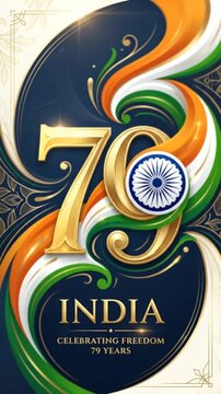 India's 79th Independence Day Celebration Theme with Patriotic Colors and Prosperity Symbols