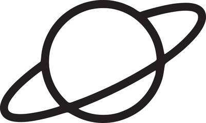 Planet with rings in space isolated icon simple black outline vector illustration for astronomy and science research projects. Vector Illustration © MstSahida
