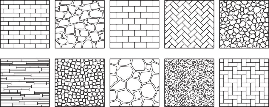 Architectural Surface CAD Fill Hatch Pattern Pack Featuring Ten Different Construction Material Textures for Technical Drawing Projects