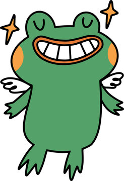 stunning angle frog sticker design, hand drawn cute forg mascot