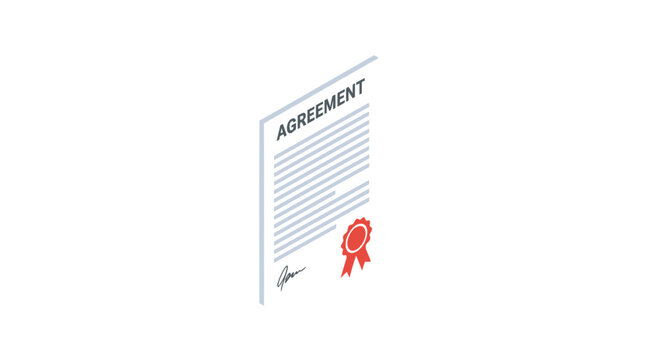 Signed legal agreement document with red seal