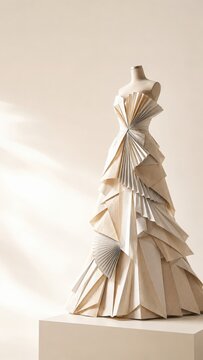Recycled Paper Couture Dress With Copy Space