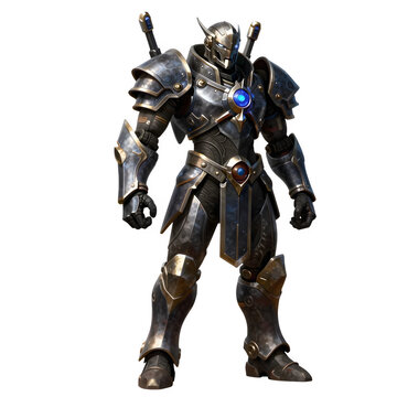Sci-fi warrior robot character asset for 2D game isolated