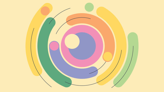 Animated colorful geometric circles seamless loop background with abstract motion design