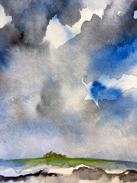 Landschaftsaquarell Nordsee