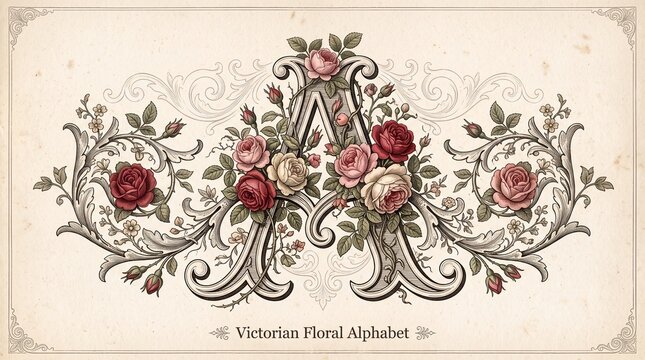 Vintage Victorian Floral Letter A