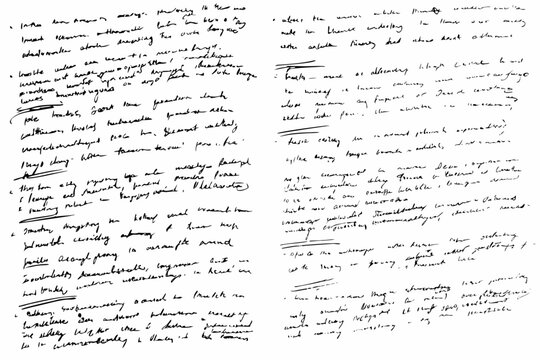 handwritten notes on white background scribbles writing