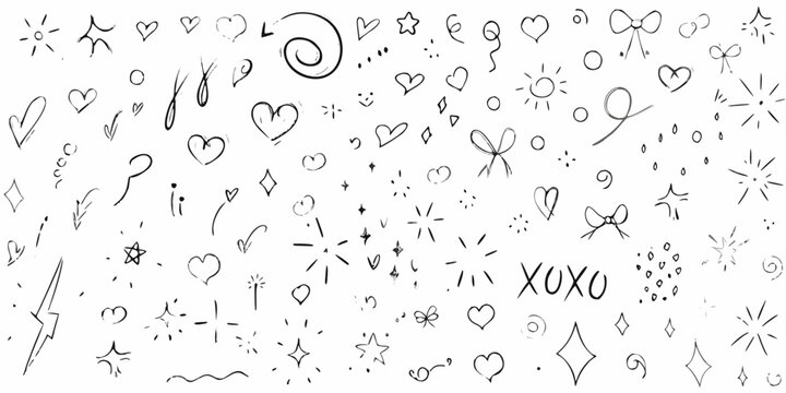 hand drawn doodles on white background black