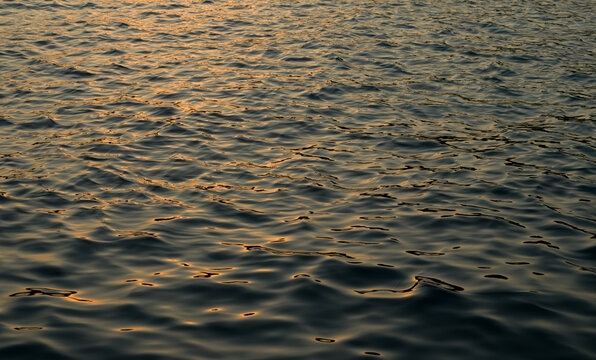 Dark ocean water surface, Sea water after sunset 